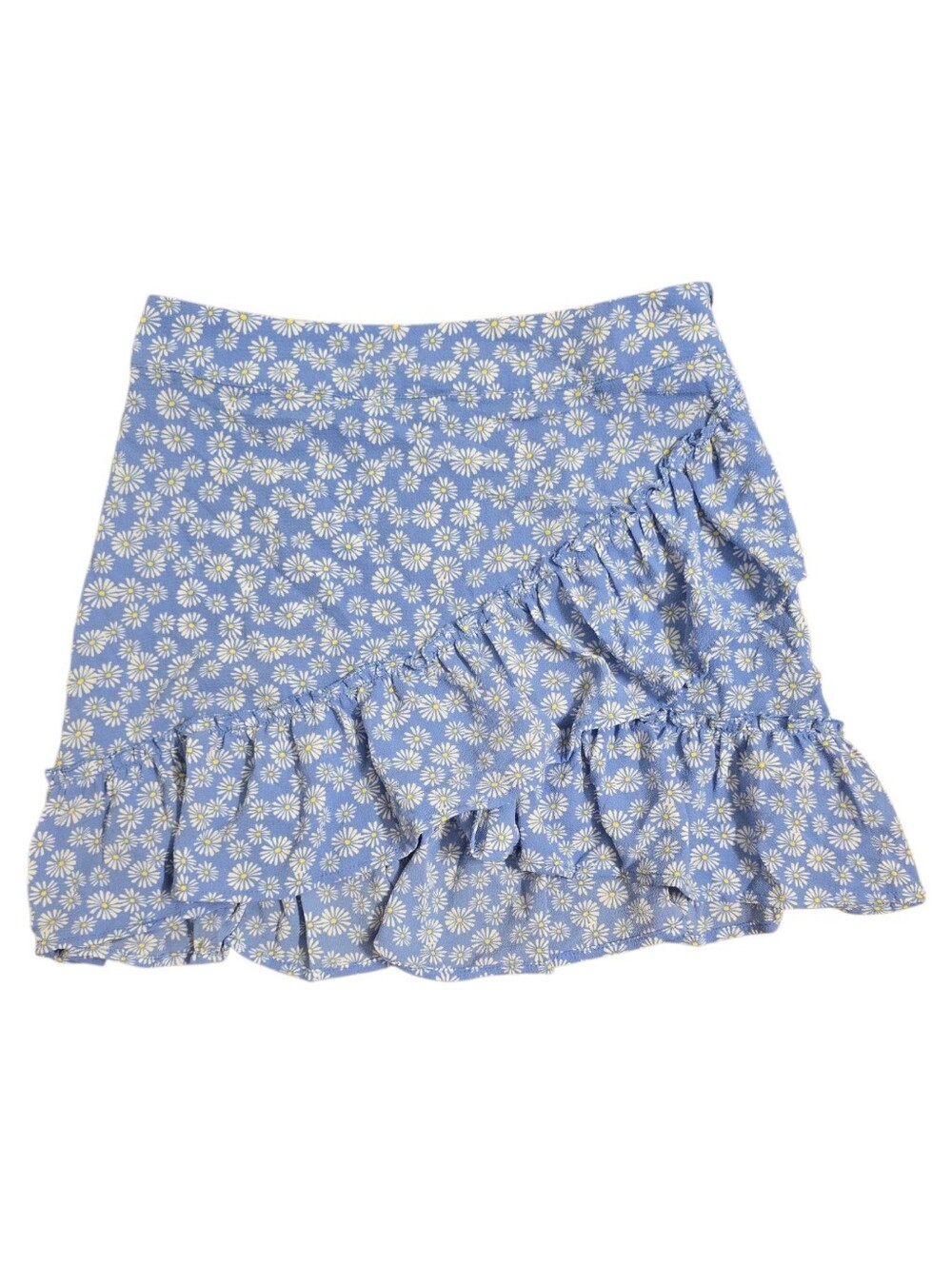 NWT! Forever 21 Blue Fairy Cottage Floral Print Ruffle Whimiscal Mini Skirt S